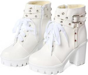 FOREADA Женские платформенные ботинки черного цвета, массивные готические ботильоны с бусинами и кружевом, обувь в стиле Лолита с молнией