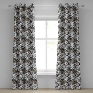 Штора на люверсах ABAKUHAUS Бабочка, однотонная, с яркими летними цветами в виде животных, декоративные двухпанельные шторы, 280 см x 225 см, бледно-розовый, оранжевый, черный Abakuhaus