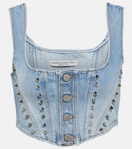 Джинсовый укороченный топ ALESSANDRA RICH, синий