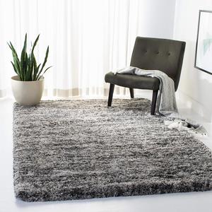 Ковер SAFAVIEH, 161 x 161 см, Iceland Shag Collection - квадратный, Grey & Dark Grey, современный дизайн, легкий уход, идеально для помещений с высокой проходимостью в гостиной, спальне (ISG519F)
