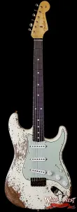 Fender Custom Shop Wild West Guitars 25-летие 1960 Stratocaster с твердой струной, гриф из розового дерева Мадагаскара, тяжелый реликт, винтажный белый, 7,15 фунтов