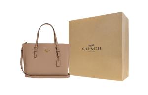 Coach Сумка Mollie из зернистой кожи, наплечная сумка, сумка через плечо, средний размер, женская, бежевого цвета