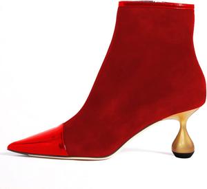 Женские ботильоны YDN с заостренным носком, золотой массивный низкий каблук, короткие ботинки с боковой молнией, модная одежда, размеры 4-15 US