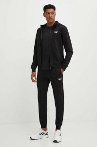 Хлопковый спортивный костюм EA7 Emporio Armani, черный
