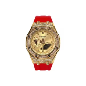 CASIO Ретрофит серия кварцевый механизм ремешок из резины часы унисекс циферблат gold