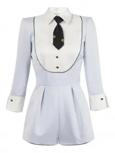 Комбинезон с отделкой в стиле герцогини и завязками Elisabetta Franchi, синий