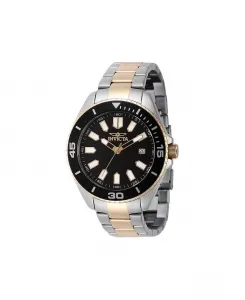 Мужские часы Pro Diver Quartz 3 Hand Black Dial, модель 46319 Invicta, золотой
