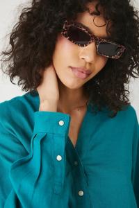 Льняная блузка Medicine, бирюзовый