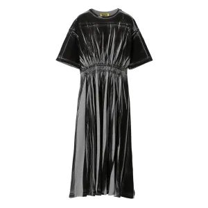 Onitsuka Tiger Принтованное платье с коротким рукавом SS25 для женщин Heather Gray/Black