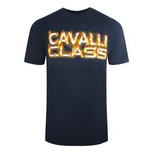 Футболка с пылающим логотипом Cavalli Class, синий