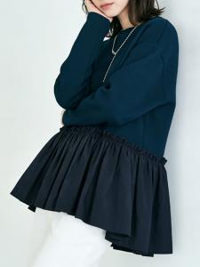 Топ с расклешенным низом из различных материалов. Женские топы Doux Belle, цвет Navy