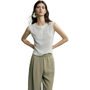 Топ-майка женская с круглым вырезом, умеренно прямого кроя ELLE, белый