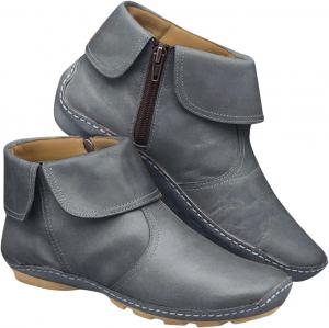 Женские ботильоны без каблука, на шнуровке с боковой молнией, винтажные ботиночки, удобные с круглым носком, противоскользящие, короткие ботинки, легкие, повседневные, с амортизирующей подошвой, плоские туфли, модные уличные ботинки Generic, Grey