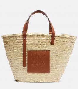 Сумка-корзинка с кожаной отделкой Loewe, Natural/-Tan