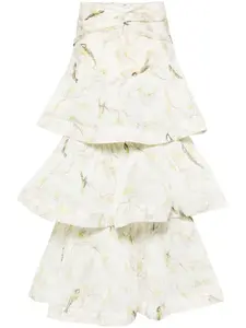 Ярусная юбка миди Zimmermann, кремовый