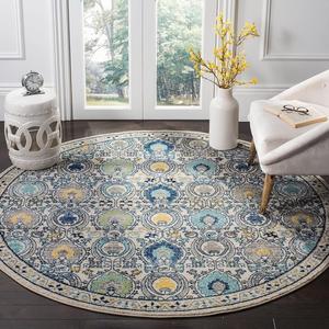 Ковер SAFAVIEH, 201 x 201 см, Evoke Collection Ivory/Grey EVK251D в стиле бохо без ворса для столовой, прихожей, гостиной, спальни