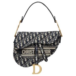 DIOR Седлочная сумка с синей косой вышивкой