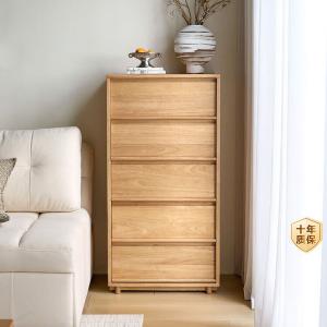 Lin'S Home Furnishing Комод 60х100х140 см для гостиной или спальни из массива дерева, 5 ящиков, цвет natural wood color