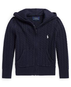 Детская толстовка на молнии с мини-кабелем для девочек 2T-6X Polo Ralph Lauren, Navy