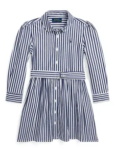Полосатое платье-рубашка POLO RALPH LAUREN KIDS, синий