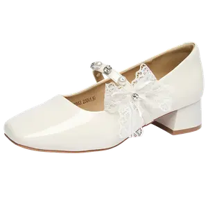 JOSINY Женские туфли Мэри Джейн на массивном каблуке экрю, цвет Ecru