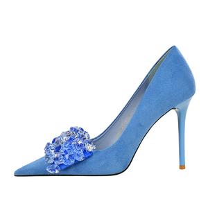 QITUMAUL Стройные каблуки на высоком каблуке 9 см женские синие, цвет Blue[Heel Height 9cm]