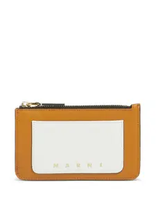 Кардхолдер на молнии из сафьяновой кожи Marni, коричневый