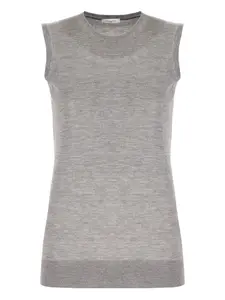 Трикотажный топ, украшенный стразами Malo, серый