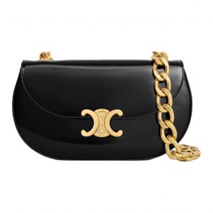 Celine Женская сумка Besace Talulah из лакированной телячьей кожи, черная