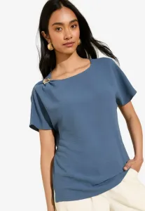 Блузка прямого кроя с коротким рукавом и декоративной отделкой. Friends Like These, Blue