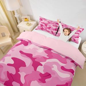 Erosebridal Комплект постельного белья Girls Camouflage с розовым абстрактным принтом, камуфляжный рисунок, геометрические полосы, Camo 04