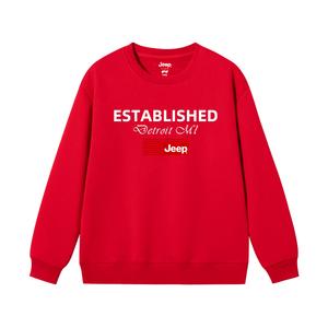 Детская толстовка с круглым вырезом утолщенная Jeep, new year красный fleece-lined