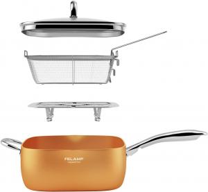 Сковорода FELAMP квадратная с корзиной для жарки, оранжевый