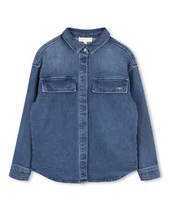 Детская рубашка для девочки длинным рукавом синего цвета Michael Kors