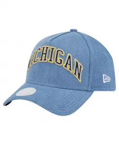 Женская джинсовая бейсболка Michigan Wolverines A-Frame 9FORTY с регулируемой застежкой New Era