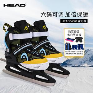 HEAD Коньки для детей, регулируемые, теплые коньки для начинающих, фигурные коньки, настоящие коньки для катания на льду W20, лезвия для фигурного катания, черный/классический полный комплект, M (регулируемый размер 31-36)