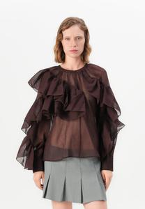 Блуза Vero Moda VMSABRINA LS O-NECK FLOUNCE EXP, Chocolate Martini/Brown