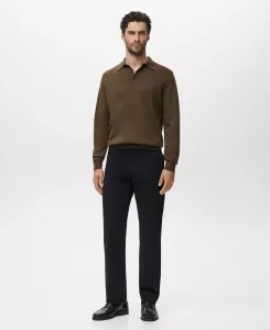 Мужской вязаный поло свитер из шерсти Mango, зеленый