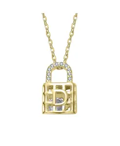 Ожерелье с подвеской в виде замка, покрытое 14-каратным золотом и украшенное прозрачными кубическими цирконами Rachel Glauber, gold
