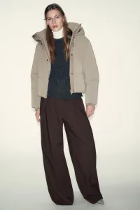 Короткая водоотталкивающая ветрозащитная куртка-анорак с капюшоном Zara, коричневый