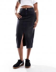 Черная джинсовая юбка миди Vero Moda с разрезом спереди