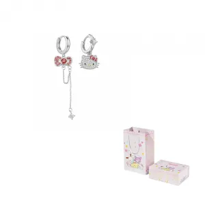 Hello Kitty Alloy Stud Earrings Unisex Sanrio, hello kitty bowknot stud earrings-серебро
