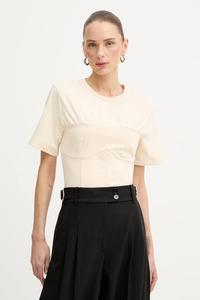 Хлопковая футболка Patrizia Pepe, бежевый