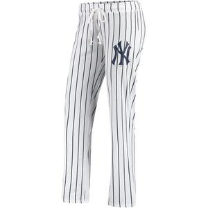 Женские спортивные белые брюки для сна New York Yankees Vigor в тонкую полоску Concepts