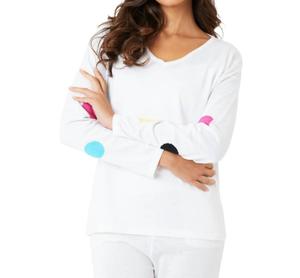 Топ с V-образным вырезом и рукавами в горошек белого цвета Angel Apparel