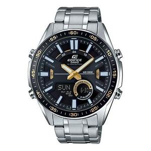 Часы CASIO Analog EDIFICE Mens SilverBlack Analog/Digital Combo, черный