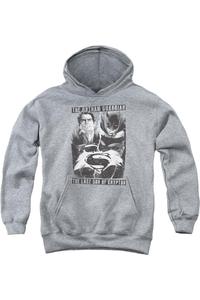 Бэтмен против Супермена: Защитник против Сына молодежная толстовка с капюшоном Gildan, Athletic Heather