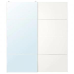Пара раздвижных дверей AULI/MEHAMN IKEA, 200x236 см, цвет white mirror glass/double sided white