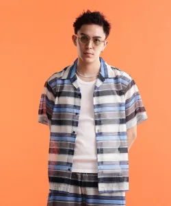 Рубашка с коротким рукавом из сетчатой ткани с узором