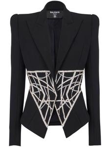 Balmain двубортный шерстяной блейзер, черный
